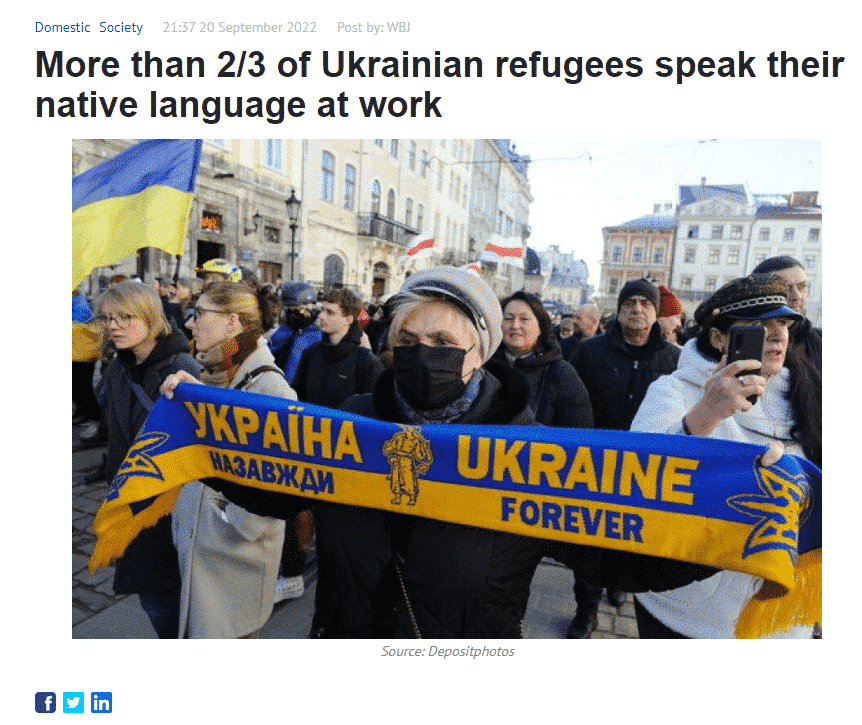 Warsaw Business Journal: More than 2/3 of Ukrainian refugees speak